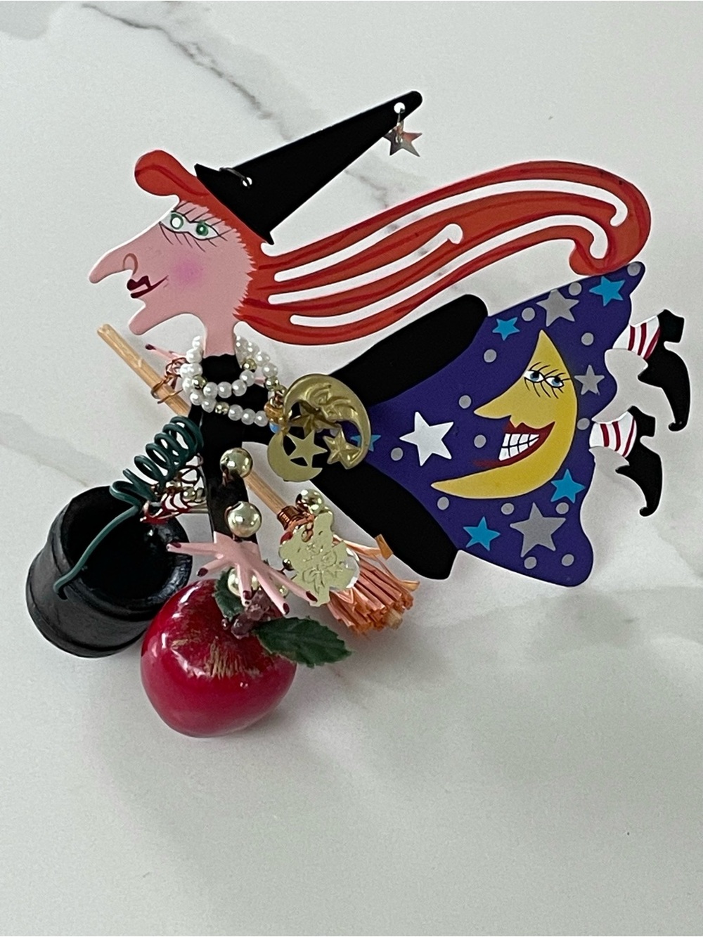 Fanciful Flights Witch Whimsical Metal Ornament by Karen Rossi for Silvestri